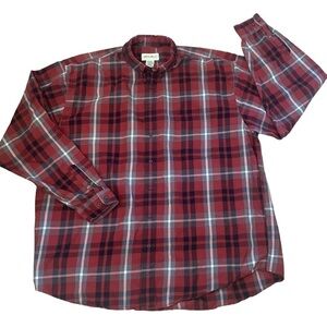 Eddie Bauer Red Plaid Cotton Long Sleeve Button Down Shirt Size XL
